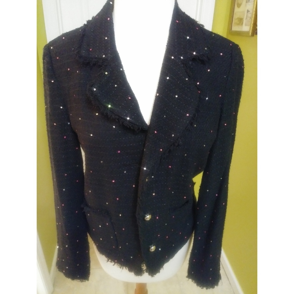 Black Sparkling Tweed Blazer